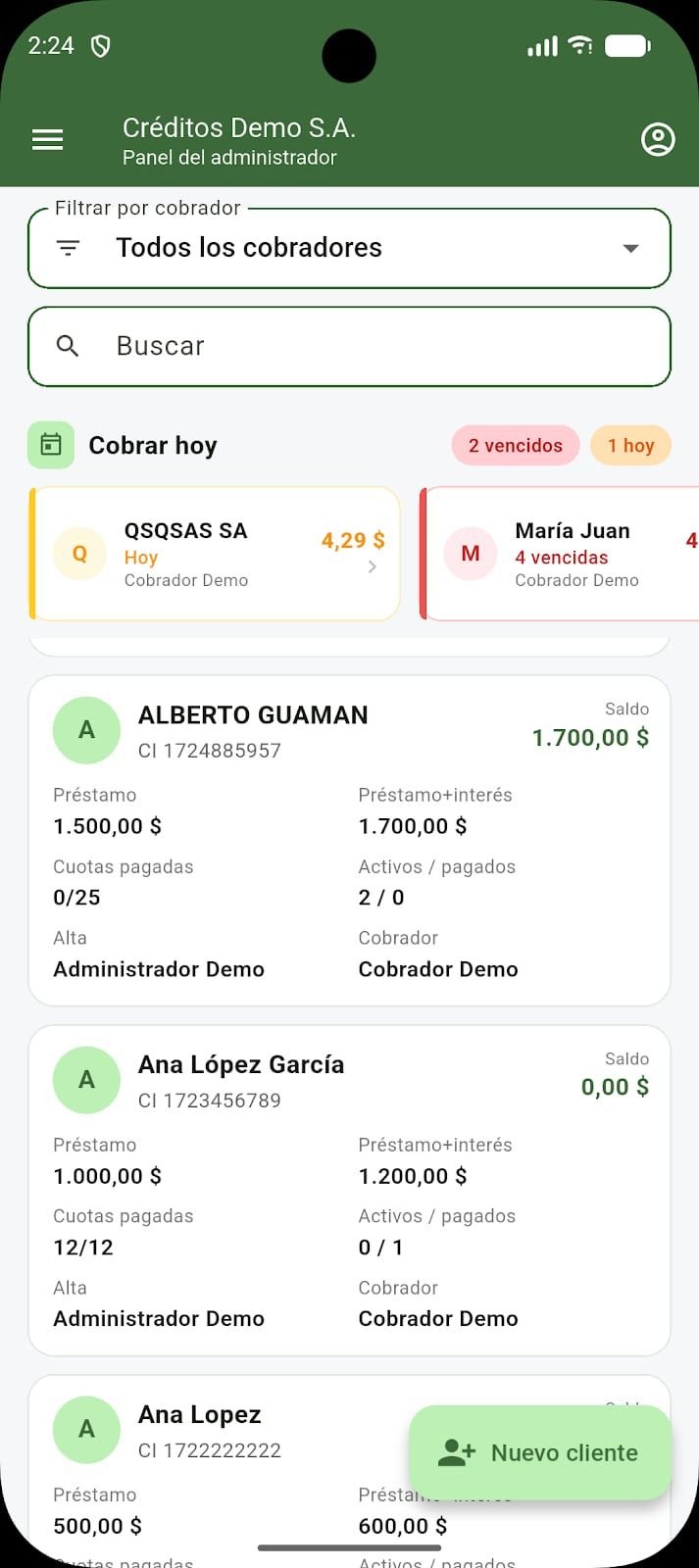 Captura de Cobranzas - Préstamos