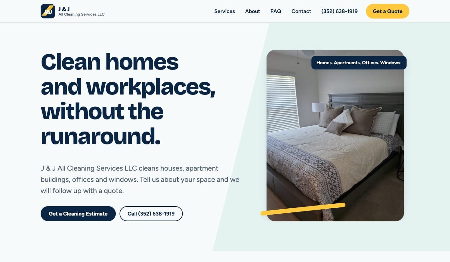 Captura del sitio J & J All Cleaning Services LLC