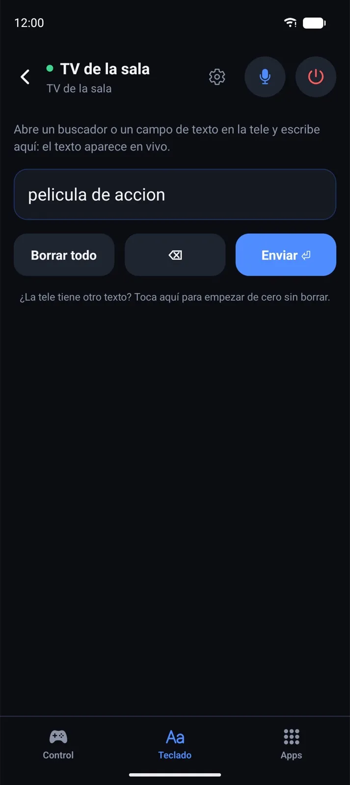 TeleMando: teclado en vivo que escribe en la tele