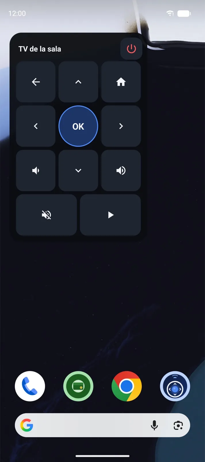 TeleMando: widget en la pantalla de inicio de Android